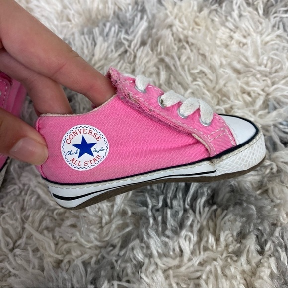Baby Converse Pink Velcro Slip On Sneakers Chuck Taylors barbie - Picture 3 of 6